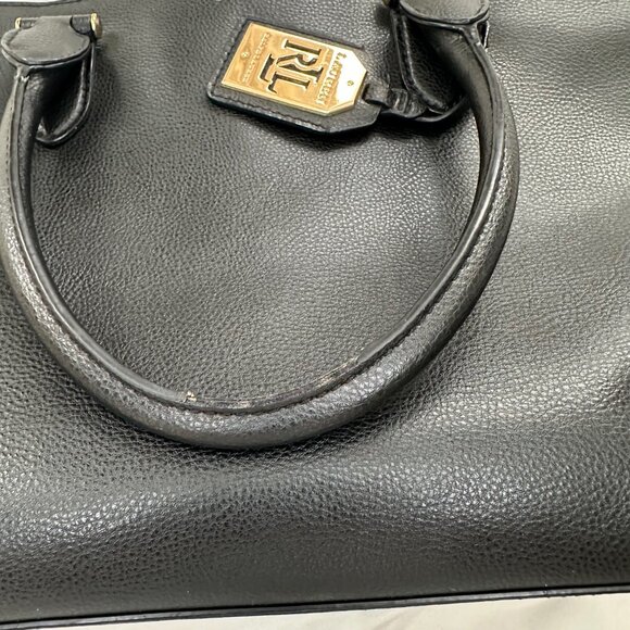 Lauren Ralph Lauren Black Leather Newbury Double Zip Satchel - Picture 6 of 15